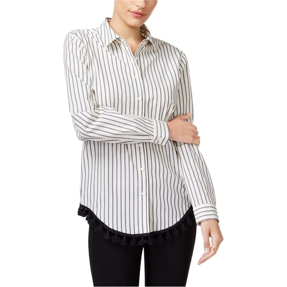Camisa con botones y borlas para mujer Kensie color blanco roto pequeña