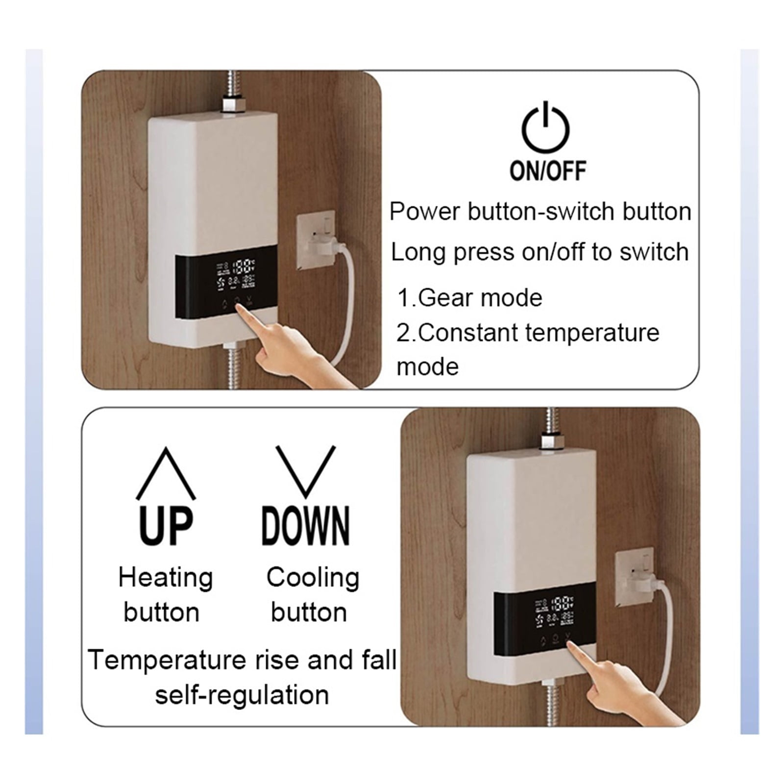 Remote Instantaneous Tankless Electric Hot Water Heater Kitchen Instant Heating Faucet Tap Bathroom Shower Temperature Setting ,Compact Design