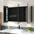 thumbnail image 6 of Deervalley 48'' W x 26'' H Three-Door Mirror Cabinet With Black Aluminum Frame, Inner Hooks And Mirror, Adjustable Glass Shelves, UV Toothbrush Holder, Wall-Mounted Bathroom Storage DV-1MC0337, 6 of 19