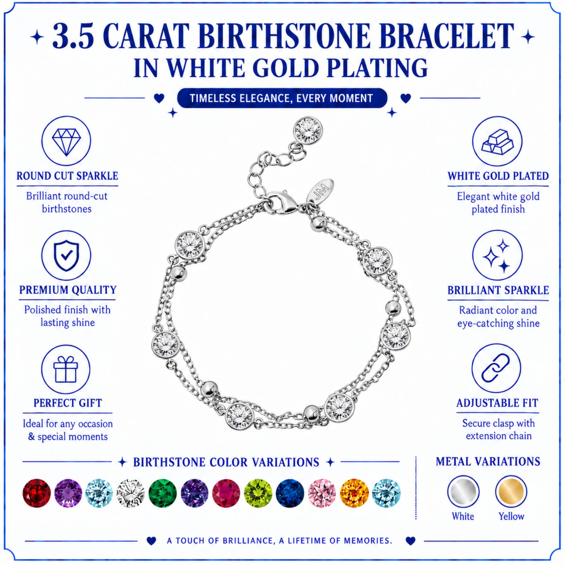 JeenMata 3.5 Carat Cubic Zirconia Double Layer Bracelet photo 3