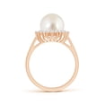 thumbnail image 2 of Angara South Sea Cultured Pearl Ring with Floral Halo in 14K Rose Gold for Women | June Birthstone Jewelry for Her, 2 of 8