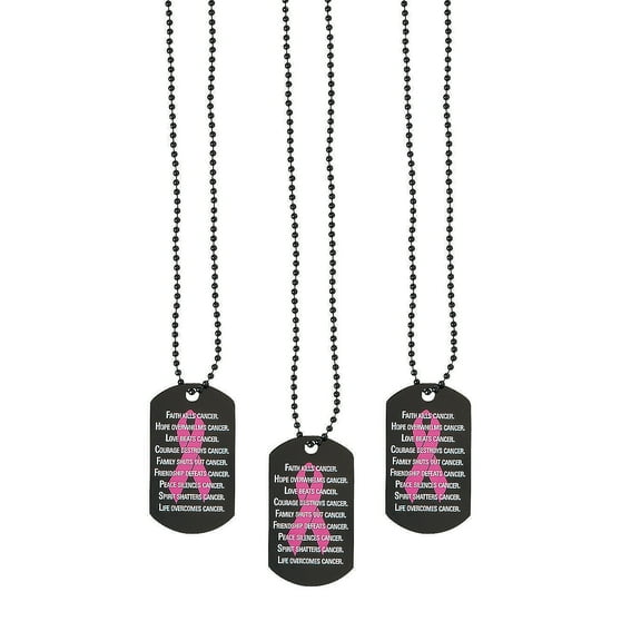 Pink Ribbon Awareness Dog Tag - Jewelry - 12 Pieces