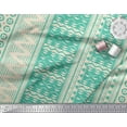thumbnail image 3 of Soimoi Green Japan Crepe Satin Fabric Square & Triangle Geometric Print Fabric by the Yard 44 Inch Wide, 3 of 3