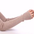thumbnail image 4 of Mangas de cachemira gruesas para el brazo para mujer, guantes largos sin dedos para otoño e invierno, mangas falsas de lana cálidas tejidas, gris oscuro, 4 of 5