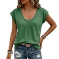 thumbnail image 6 of DYTTDG Women's Cap Sleeve Tank Top, Deep V Neck Loose Fit Top, Solid Color Summer Casual Tee, 6 of 8