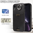 thumbnail image 6 of Classic Wallet Case Compatible with iPhone XR for Men Women, with 360° Rotation Finger Ring Kickstand PU Leather Shockproof Phone Cover with Card Slot for iPhone XR, Black, 6 of 10