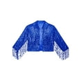 thumbnail image 5 of renvena Girls Disco Dance Jackets Sequins Fringed Long Sleeve Open Front Cardigan Birthday Party Tops Blue 10, 5 of 7