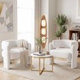 thumbnail image 6 of Pirecart Modern Velvet Accent Chair for Living Room, Upholstered Reading Chair, Side Arm Chairs with 3 Legs for Bedroom, Office, White, 6 of 11