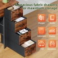 thumbnail image 6 of Eunos 39.4 inch Computer Desk Gaming Desk with Power Outlets & LED Light and 4 Tiers 6 Drawers for Home Office, Wood Grain Print, 6 of 8