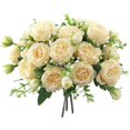 thumbnail image 1 of 3 Bouquets Peony Artificial Flower for Decoration Fake Rose Fake Bouquet Decor Flowers Wedding Arrangements Champagne, 1 of 5