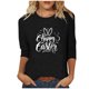 thumbnail image 1 of Mujeres 3/4 Manga Tops Impresión Casual Cuello Redondo Camiseta Top Blusa, Poliéster Toda la Temporada, 1 of 4