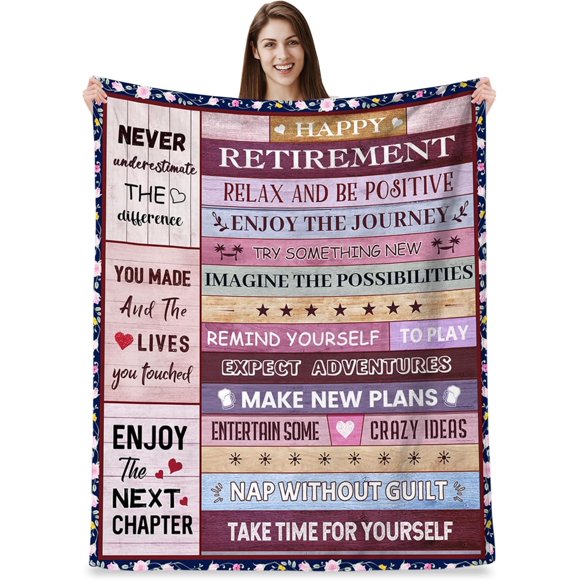 Retirement Gifts for Women, Farewell Gifts for Coworkers 2025, Goodbye Going Away Gifts for Friends Teacher Nurse Mom Boss, Leaving Gifts for Coworker, Classy Retirement Throw Blanket 50" x 60"