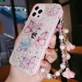 thumbnail image 2 of Funda de teléfono de mariposa para IPhone 14 Pro Max, 13, 12, 11, XS, XR, X, 7, 8 plus, funda de TPU transparente con purpurina, pulsera con colgante para mujer Fivean unisex, 2 of 2