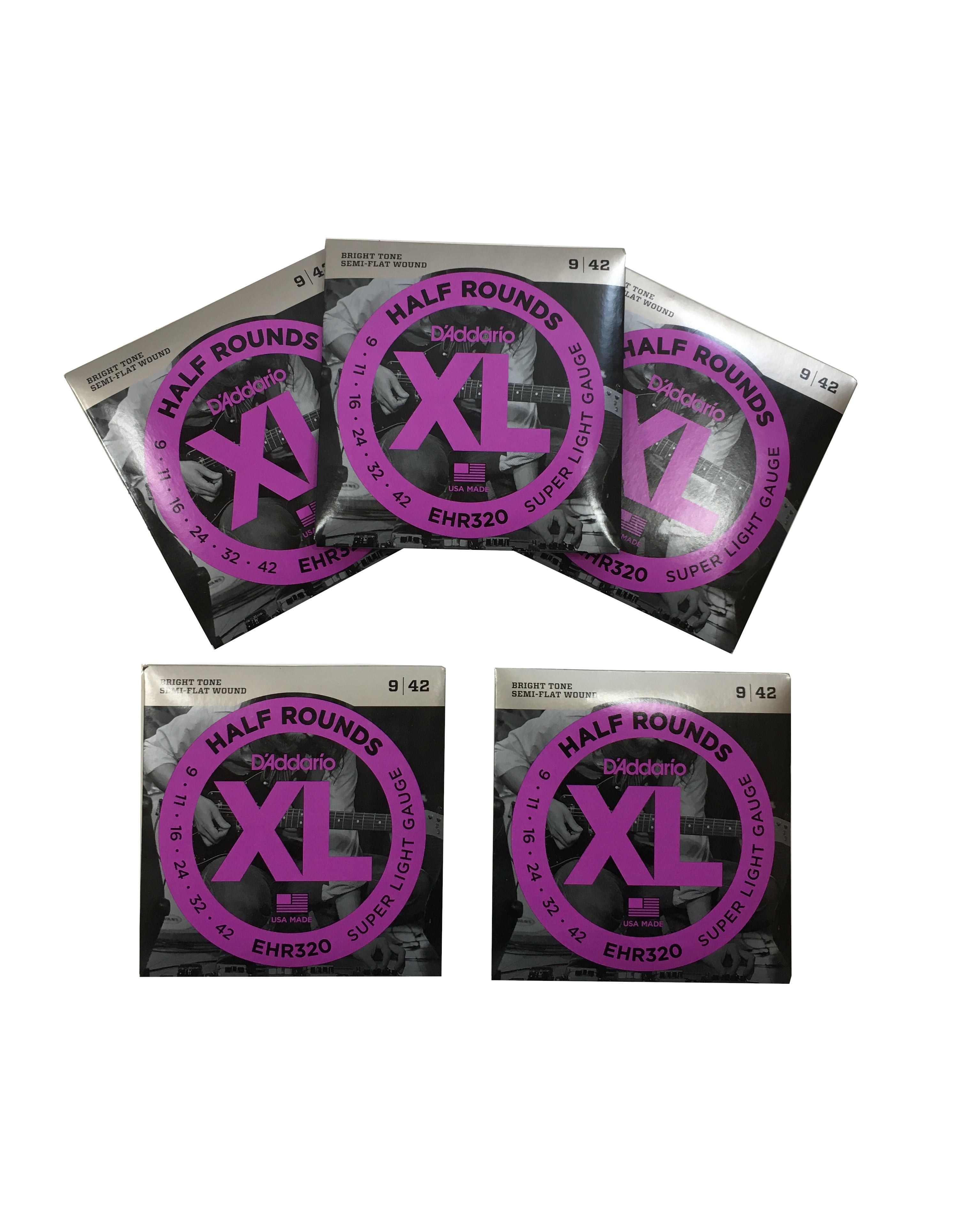 D'Addario Guitar Strings 5-Pack EHR320 Electric Half Round - 9-42