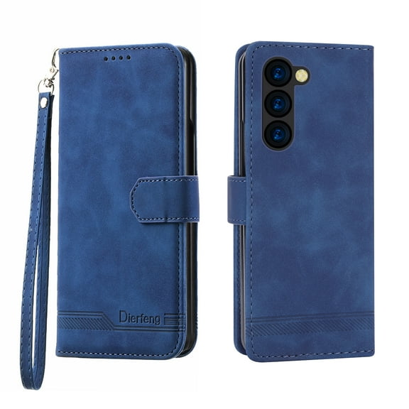 Wallet Case Designed for Samsung Galaxy Z Fold 6 5G, PU Leather Classic for Men Women Card Slots Magnetic Closure Kickstand Wrist Strap Phone Cover for Samsung Galaxy Z Fold 6, Blue