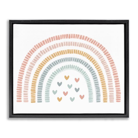 Stupell Industries Eclectic Whimsical Pastel Rainbow with Hearts Black Floating Frame Canvas Art, 21 x 17, by Lil' Rue