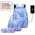 thumbnail image 2 of Juego De Mochila Impermeable De 3 Piezas Con Puerto De Carga USB, Bolsa De Libro De Dibujos Animados, Bolsa De Almuerzo Y Estuche Para Lápices Para Portátiles De Hasta 15,6 Pulgadas, Regalo De Hallowe, 2 of 3