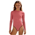 thumbnail image 1 of Swimsuit for Girls, Long Sleeve One Piece Rashguard, Solid Color Beach Vacation Swimsuit for Kids 2-13 Years, 1 of 7