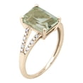 thumbnail image 2 of 10k Yellow Gold Genuine Emerald-Shape Green Amethyst and Split-Shank Diamond Ring, 2 of 5