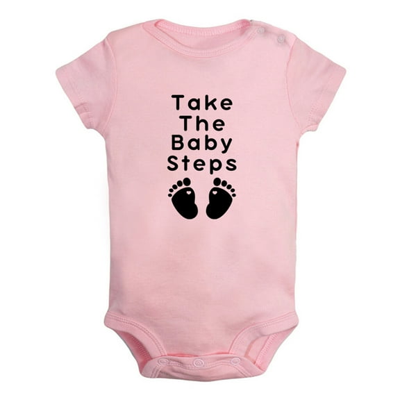 iDzn Take The Baby Steps Funny Rompers For Babies, Newborn Baby Unisex Bodysuits, Infant Jumpsuits, Toddler 0-24 Months Kids One-Piece Oufits