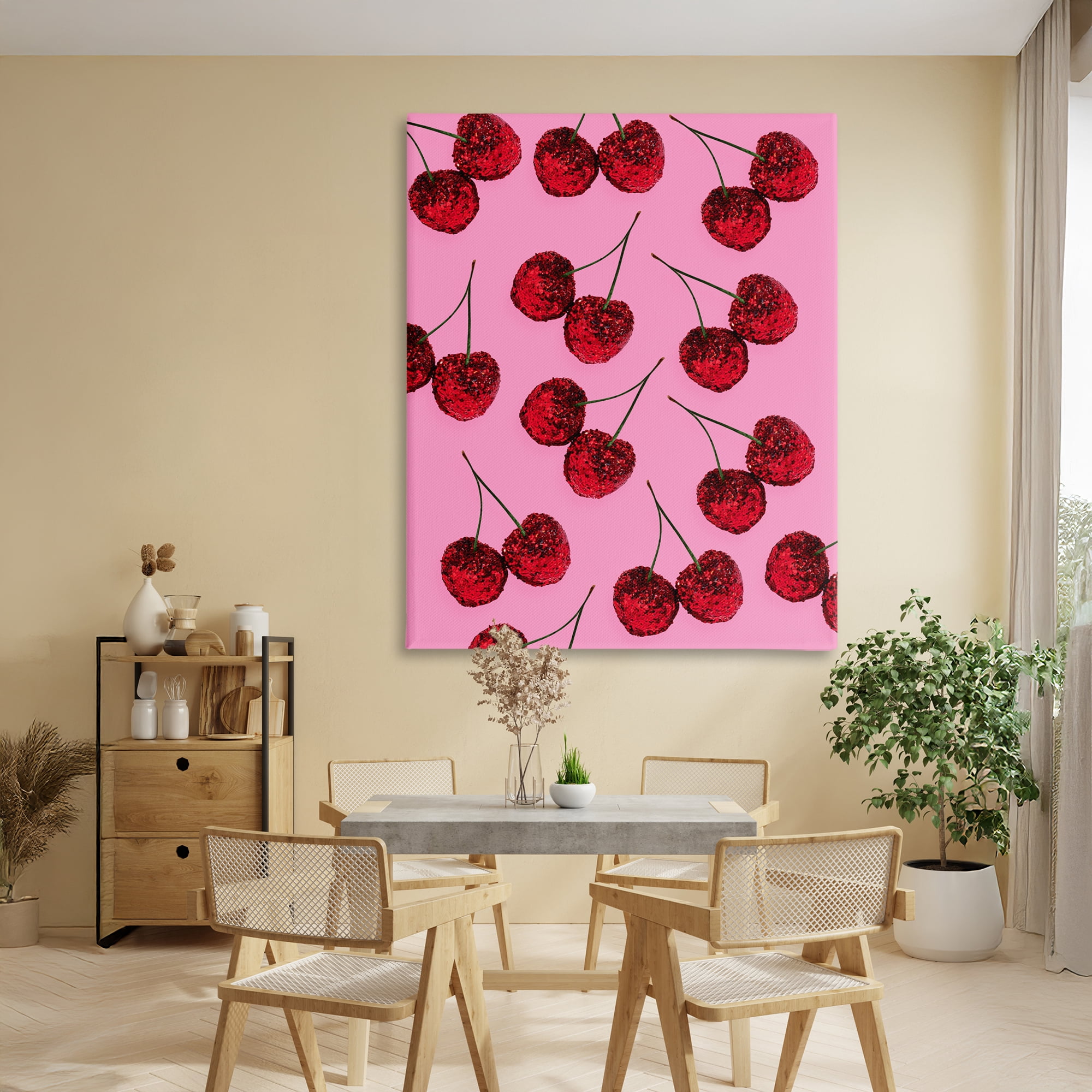 Stupell Industries Glitter Glam Cherries Pattern Canvas Wall Art, design by LISH Creative