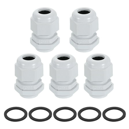 5Pack PG13.5 Nylon Cable Glands, Waterproof Wire Grommet with Washers, White