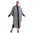thumbnail image 3 of Women's Plus Size Abaya Maxi Dress Long Sleeve Batwing Sleeve Sequin Tassel Trim Loose Fit Caftan Robe Islamic Prayer Dress Elegant Evening Party Wedding Guest, 3 of 8