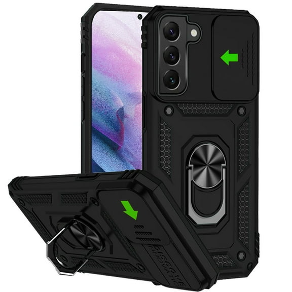 For Samsung Galaxy S21 Shockproof Edge Bumper with Stand, Camera Lens Protection & 360° Rotate Ring Kickstand Cover ,Xpm Phone Case [ Black ]