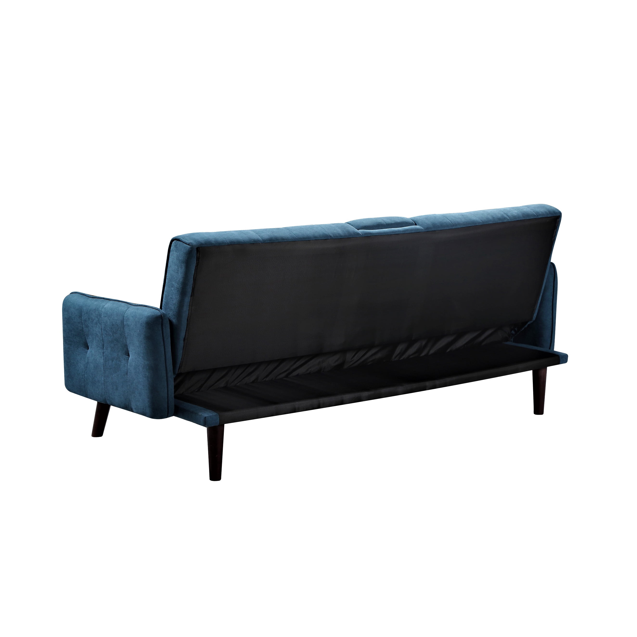 BSHTI 72" Linen Sleeper Sofa Bed with Folding Backrest,Adjustable Back, Drop-Down Table with Cup Holder for Living Room（Light Blue）