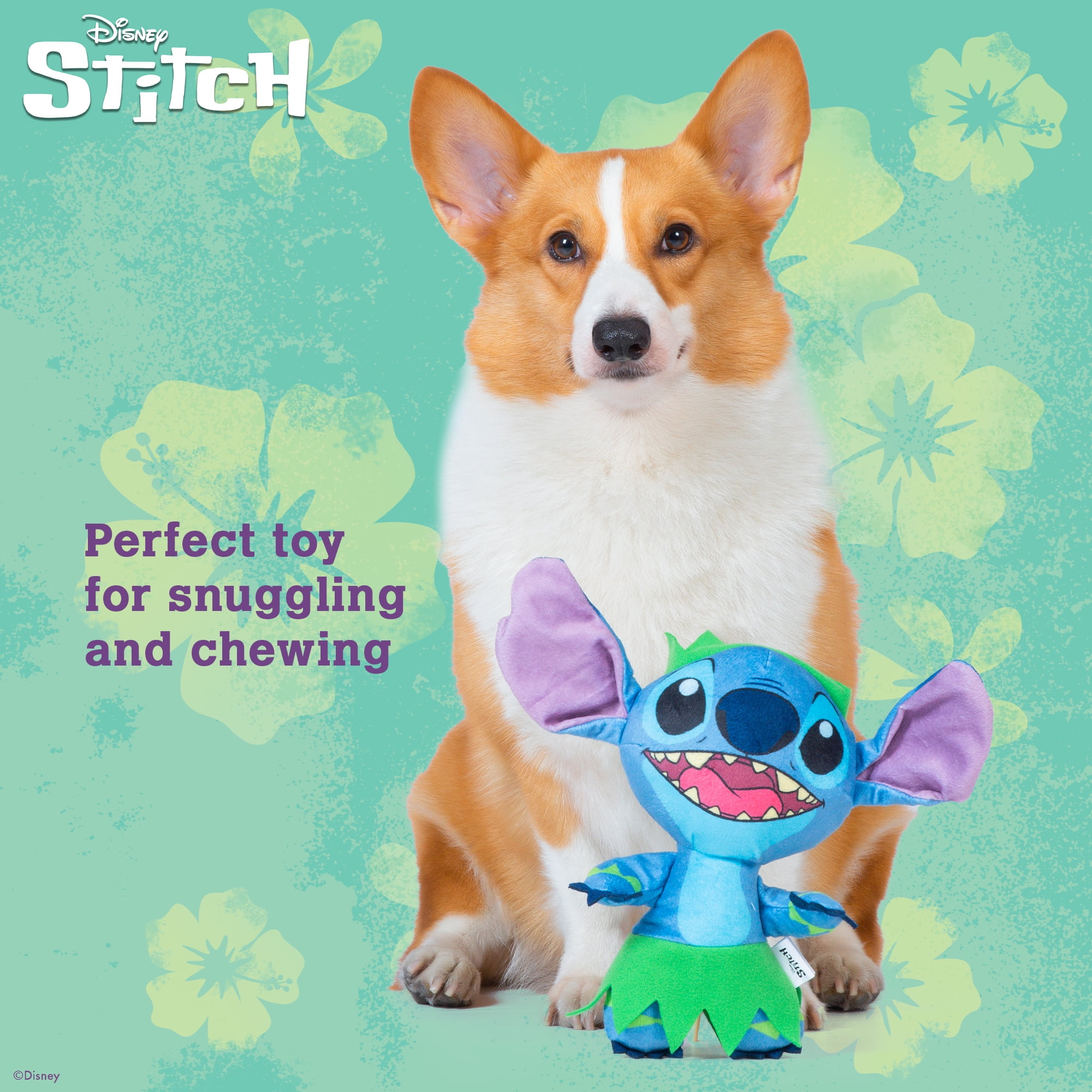 DISNEY LILO & STITCH: Stitch Plush Figurine Squeaker Pet Toy-9in