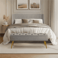 thumbnail image 6 of Yaheetech Velvet Upholstered Button Tufted Footstool Bench for Bedroom, Gray, 6 of 9