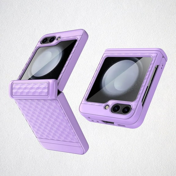 Haobuy for Samsung Galaxy Z Flip 5 Case with Screen Protector Hingle Protection Full Protective Hard Cover-Purple