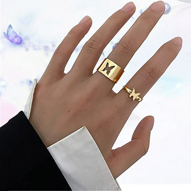 Rings For Her Gold Knuckle Rings Set For Women Teen Girls Chain ...