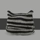 thumbnail image 2 of Gorro de lana a rayas con orejas de diablito de estilo coreano, bonito gorro de punto para mujer, gorro informal que combina con todo, cálido, 2 of 5