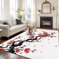 thumbnail image 2 of Large Area Rugs for Living Room Bedroom, Red Spring Floral 5'x8' Rug Washable Carpet Runner Indoor Outdoor, Birds Branches Watercolor Flowers Non Slip Floor Mats Rug for Kitchen, Bathroom, 2 of 8