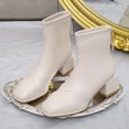 thumbnail image 5 of B91xZ Combat Boots Womens Mid Calf Combat Riding Fashion Winter Boots,White 7, 5 of 5