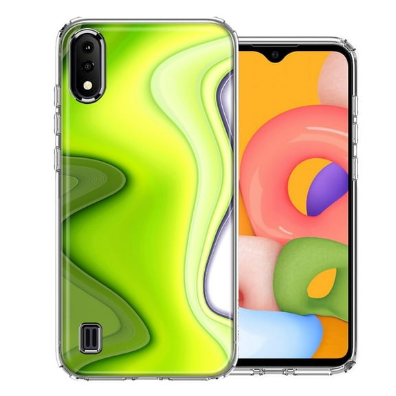 MUNDAZE For Samsung A01 Green White Abstract Design Double Layer Phone Case Cover