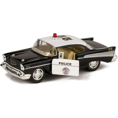 Kinsmart 1957 Chevrolet Bel Air Black and White Police Car