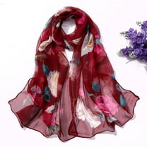 Betiyuaoe Summer Scarfs for Women Fashion Roses Printing Long Soft Wrap Scarf Silk Shawl Scarves