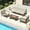 4 Pcs w/3-Seat Sofa-Brown, variant on HAPPATIO 3-Piece Outdoor Furniture Set, Patio Aluminum Conversation Set with Wicker Seat and Acacia Wood Armrest, Removable Thick Olefin Cushion for Garden Lawn Backyard