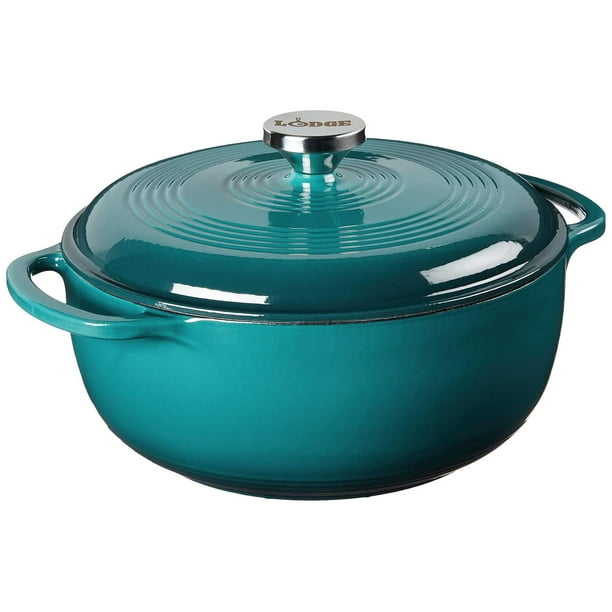 Lodge - Horno holandés de hierro fundido esmaltado de 4.5 cuartos con tapa, asas dobles, apto para h