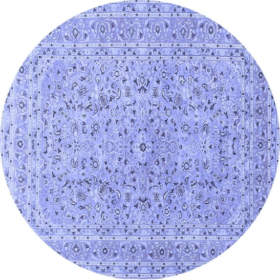 Ahgly Company Machine Washable Indoor Round Persian Blue Traditional Area Rugs, 6' Round