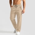 thumbnail image 5 of Men's Casual Pants Drawstring Elastic Waist Chino Pants Straight Leg Slacks Cotton Twill Trousers with Pockets,twill chino pants Khaki L, 5 of 7