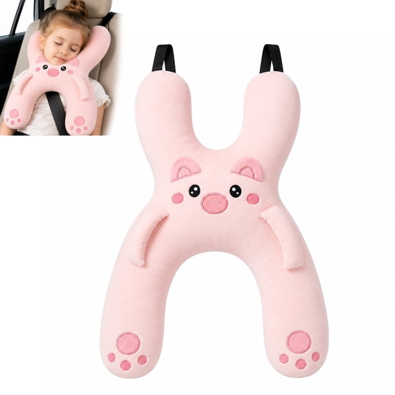 Ride Nuzzle Pillow For Kids,Ride Nuzzle Car Pillow,H-Shaped Neck Support Cushion for Car Rides, Soft Plush Compressible , Washable Travel Companion,Airplane Travel & Road Trips