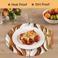 thumbnail image 4 of Burnt Orange White Moire Round 13 Inch Placemats Set of 2, Modern Abstract Art HeatResistant Non Slip Place Mats for Dining Table, Wipeable Braided Kitchen Table Mats for Housewarming, 4 of 9