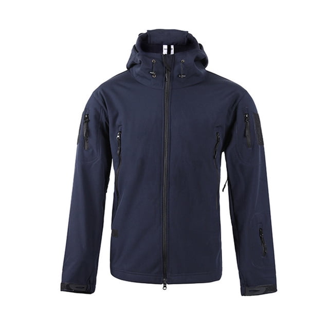 LSLJS Men's Warm Fleece Skin Soft Outdoor Solid Color Jacket( Blue, L)
