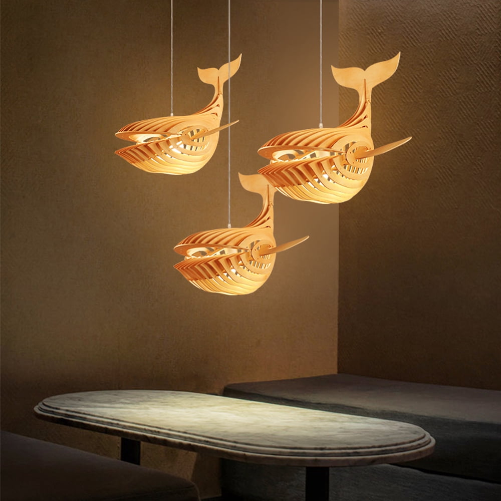 LittleGlovo Laser Cut File Whale lamp wood pendant light fixture DIY shark lampshade hanging shadow lamp