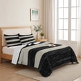 thumbnail image 5 of Twin Quilt Set 68''x86'', Black Cream Striped Lightweight Bedspread Coverlet Set with 2 Pillow Shams, Farmhouse Vintage Shabby Chic Wood Grain Breathable All Season Quilt Bedding for Dorm/Bedroom, 5 of 9