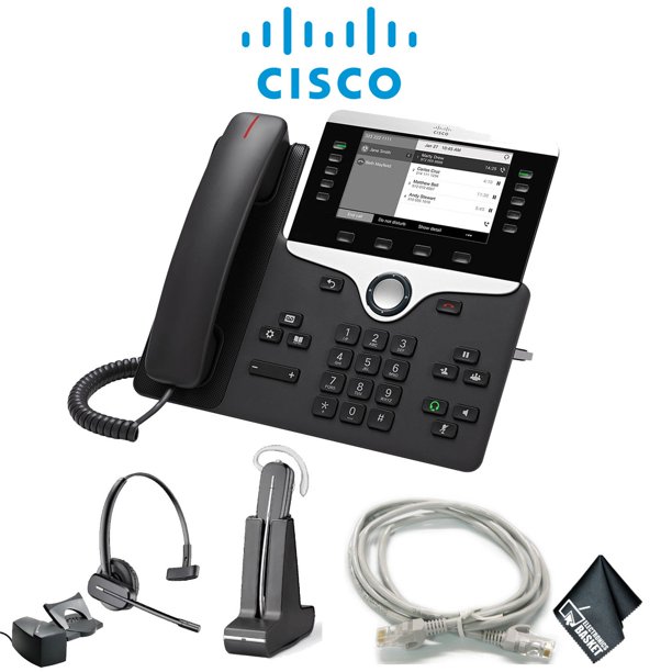 Cisco IP Phone 8811 with Extra Cat5 Cables and Wireless Headset Combo