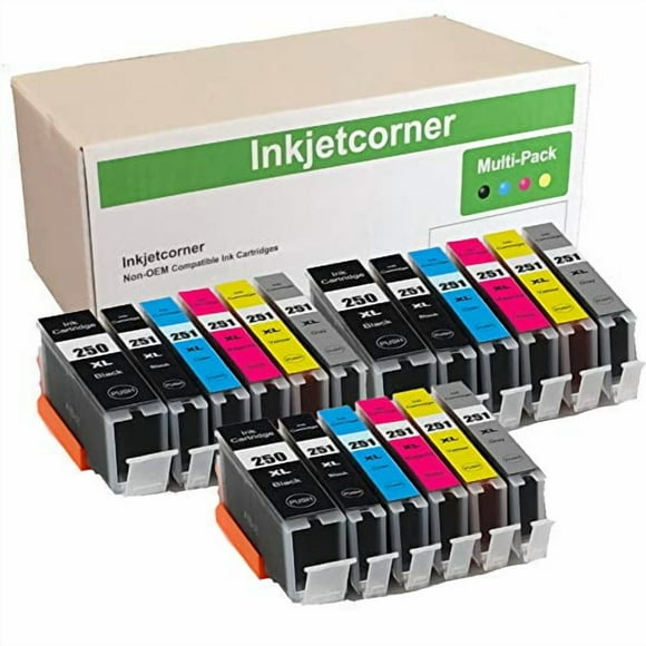 Inkjetcorner Cartouches d'Encre Compatibles de Remplacement pour PGI-250TG CLI-251TG 250TG 251TG pour Utilisation avec MG7120 iP8720 MG6320 MG7520 (18 Pack)